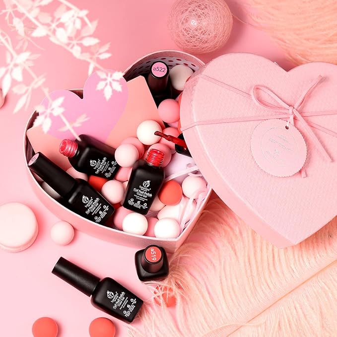 Beetles Pink Gel Nail Polish Nude Pink Rose Red Milky White Gel Polish Set Sweetheart Candies Collection Soak Off UV LED Gift for Her Valentines Nails