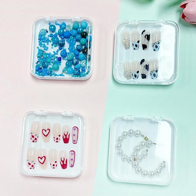 12PCS Press On Nail Storage Box,Empty Plastic Nail Tips Storage Display Box for False Fake Nails Press on Nails Organizer Case Small Business Supplies for Home Nail Salon Use (White)
