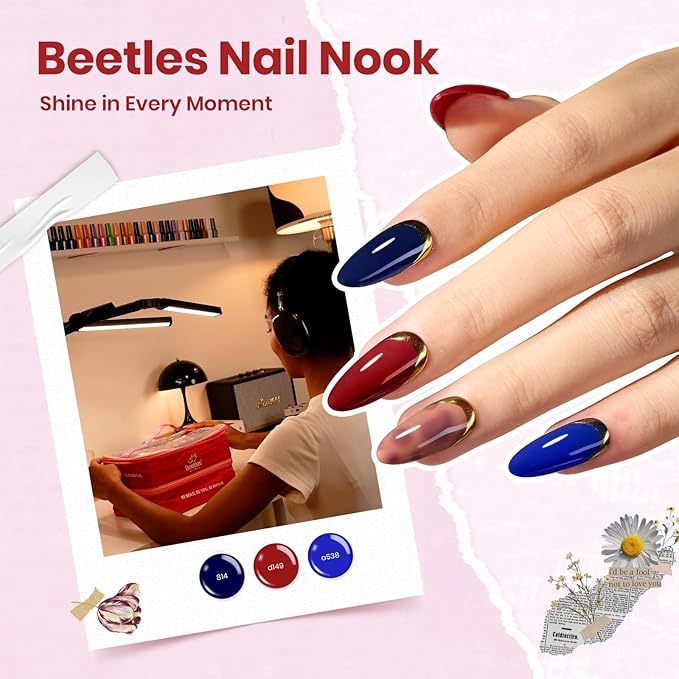 Beetles Nail Nook Gel Nail Polish Set - 119 PCS 100 Colors Gel Polish Kit Base Glossy Matte Glitter Top Coat Glitter Pearl Cat Eye White Red Pink Nude Uv Led Nails Easter Gift for Women