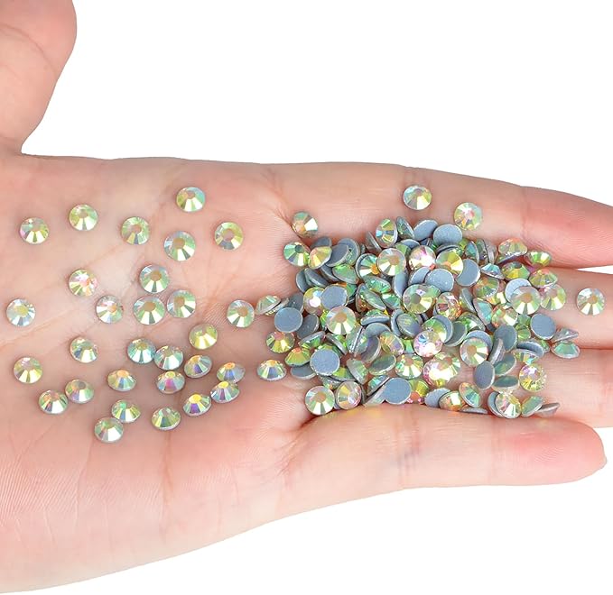 NCB 1440pcs Hotfix Rhinestones, Round Flatback Crystal Glass Hot Fix Rhinestones for Crafts Clothes Shoes Shirts Caps Decoration (Crystal AB, SS20 4.8mm)