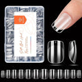 modelones Extra Short Square Nail Tips, Pre-shaped Soft Gel Tips Fake Nails False Acrylic Clear Full Cover Press on Extension Kit Gel Manicure DIY at Home 216PCS 12Sizes