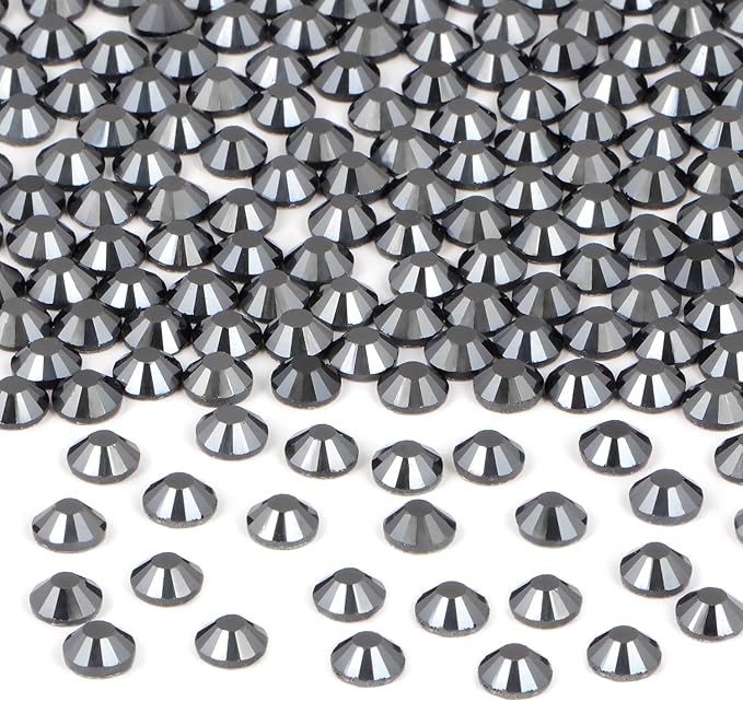 2880 Pieces SS4 Jet Hematite Hotfix Rhinestones Flatback Round Crystal Glass Rhinestones Gems for Crafts Nail Face Art Clothes Shoes Bags DIY
