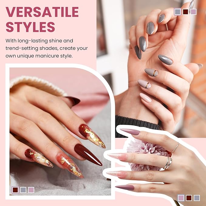 VANREESA 24 Pcs Gel Nail Polish Set, 21 Colors Gel Polish with Base Coat Glossy & Matte Top Coat Nude Pink Red Purple Gray Blue Glitter Gel Polish Kit Nail Kit Gifts for Women Girls