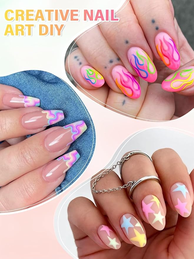EBANKU 24 Colors Nail Art Pens Quick Drying, 3D Soft-Tip Nail Polish Pens Acrylic Paint Nail Pens for Nail Art Color-fast Nail Point Dotting Liner Pen Sets for Home & Salon Nail DIY Art Design Tools