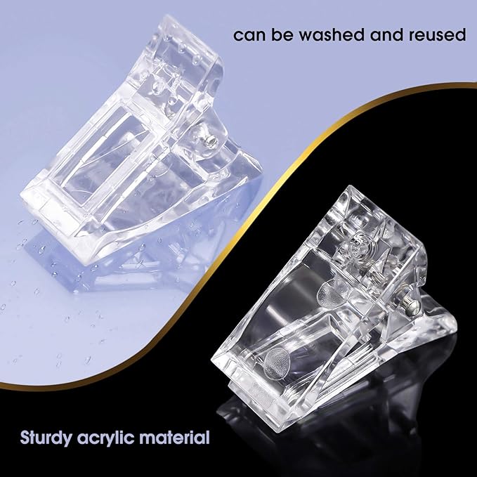 10 Pcs Poly Gel Quick Building Nail Tips Clips Transparent Finger Extension UV LED Builder Nail Tips Clip with 1 Pc Acrylic Nail Tips Clipper Trimmer Cutter for Quick Building DIY Manicure