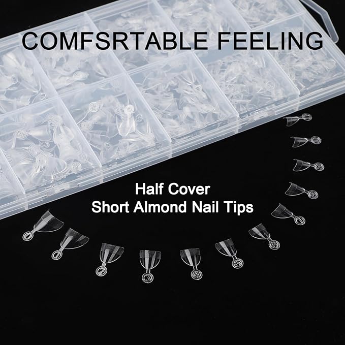720 Pcs 3 Styles Extra Short Half Cover Almond - Small Square - French Square Tip for Nails Set,Soft Gel Acrylic Nail Tips Clear Pre-shape French Tip for Nail Extension 12 Sizes DIY Nail Salon 3 Boxes