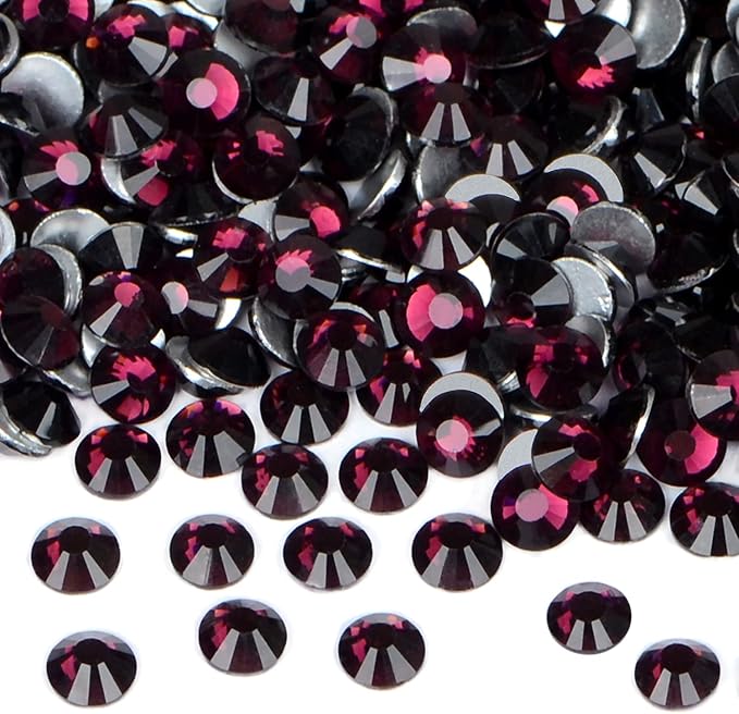 1440PCS Art Nail Rhinestones Non Hotfix Glue Fix Round Crystals Glass Flatback for DIY Jewelry Making with one Picking Pen (ss20 1440pcs, Amethyst)