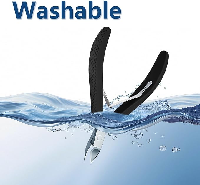 Whole Set Fine Edge Cuticle Trimmer & Nippers, Silicone Handle Nail Tools for Precise Removal, Durable Washable Cuticle Cutter&Remover&Pusher Nail Clippers (White/Black+Pusher)