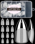 Soft Gel Nail Tips Medium Almond, 120PCS Pre Buff Full Cover Nail Extenison Tips Half Matte Gel Nail Tips BORNBYME