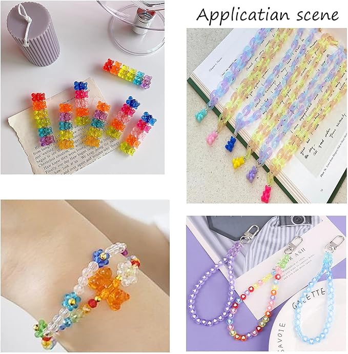 FASHEWELRY 20Pcs Nail Art Charms Kawaii Bear Nail Charms Colorful Bear Charms Bead for Nail Art Decorations, 18x11x8mm