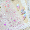 5D Embossed Valentines Day Nail Art Stickers for Nail Art Bow Nail Stickers with Pink Bow Star Heart Romantic Self Adhesive Design Cute Nail Decals Nail Art Supplies for Women Acrylic Manicure Tips