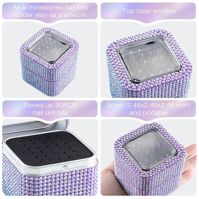 30PCS Cuticle Nail Drill Bits Set with Holder Case, Professional 3/32 Inch Diamond Nail Bits Kit for Nail Drill Machine, Manicure Pedicure Remover Tools Efile Tip for Acrylic Gel Nails, Salon Home