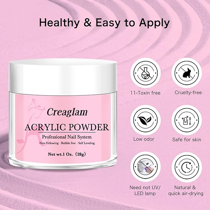Super Acrylic Powder 28g: 3Pcs Large Capacity Fuchsia Pink Lilac Breeze Nail Polymer for 3D Art Carving French Extension - 1oz. Cherry Blossom Professional Acrylic Powder No Need Lamp