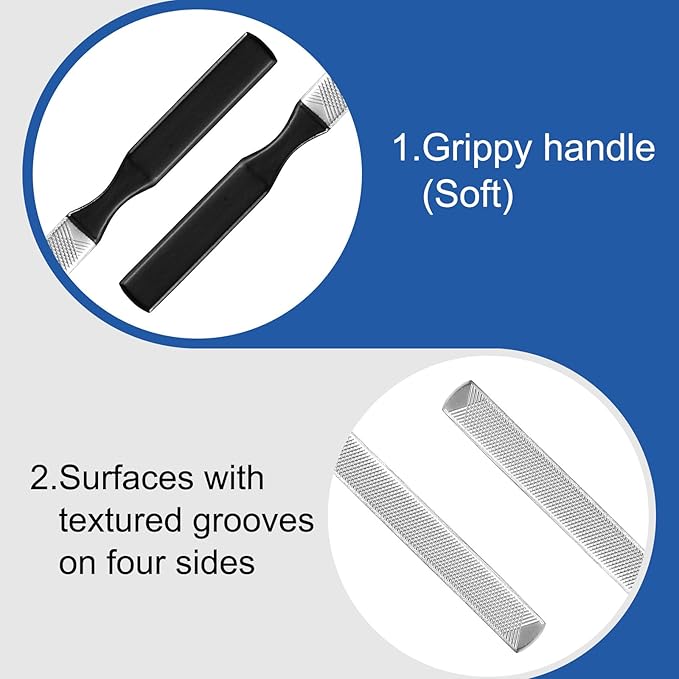 Metal Nail File Men Toe Nail Files for Thick Nails Stainless Steel Long Nails File Toenail Files 4 Sides Heavy Duty for Toenails Fingernail Filing Nail-Care Tool Ideal for Manicure Pedicure Men Women