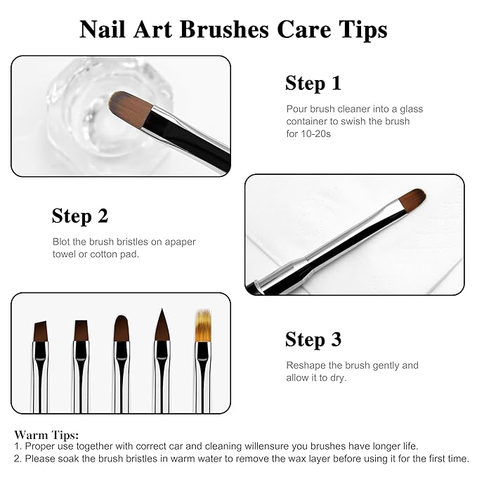 One 7-Pin Stainless Steel Nail Tool And 5pcs Double-Ended Nail Art Brushes Set With 5/10/15/20mm Liner Brushes, Gel Taking, Ombre/Flat/3D/Oval/Angled Brushes For DIY Manicures & Salons
