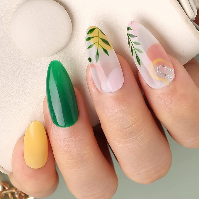 BTArtbox 500pcs Almond Nail Tips - Full Cover with Case for Nail Salons and DIY Nail Art, 10 Sizes