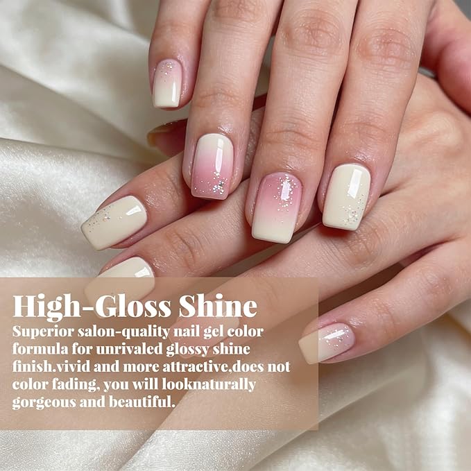 JR Gel Nail Polish Set, 16ml Full Size Bottle 6 Colors Nude Brown Pink 9D Cateye Glitter Nail Gel Polish Gift Soak Off Led Nail Art Kit Salon DIY Colorful Bottle B