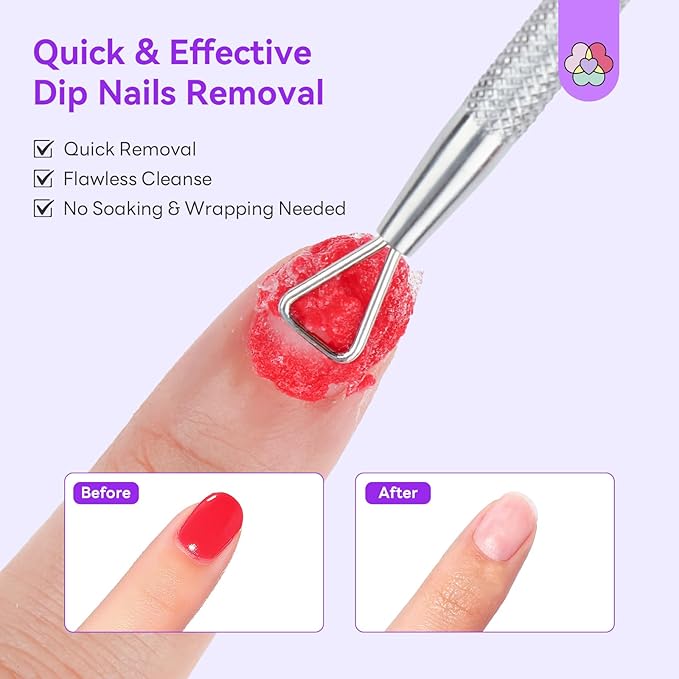 SAVILAND Essentials Dip Nail Remover Kit: 2Pcs Dip Powder Removal Gentle Easy Remove Dip Nails With Cuticle Oil Nail File Gel Remover No Soaking Wrapping Home Use 15ml