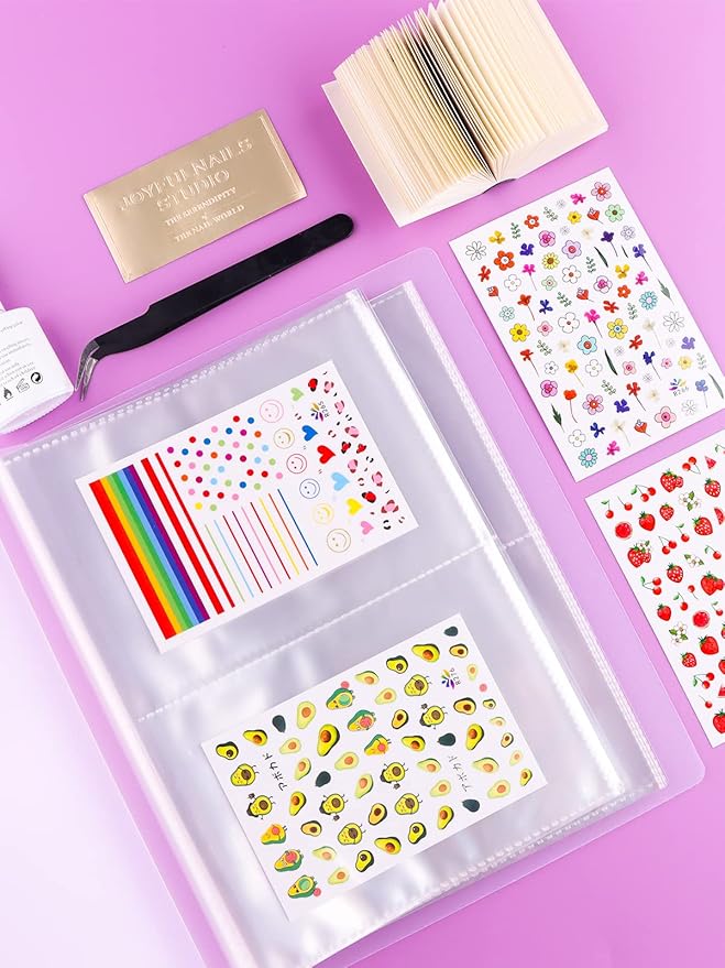 Kalolary 160 Slots Nail Art Sticker Storage and Organizer Book - Empty Display Album for Women Girls (2 Books)