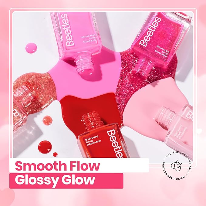 Beetles Valentine Nail Polish - Love's Prism 12 Colors Valentine Pink Nail Polish Set 5ml/0.17 Fl Oz, Salon Long Lasting DIY Nails Art Spring Valentines Nails Gifts for Her