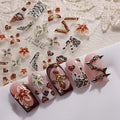 Fall Stickers para Uñas Nail Stickers Self-Adhesive Sticker para Uñas Leopard Print 3D Flower Floral Nail Stickers Art Design Accessories Hight Quality 2 Sheets