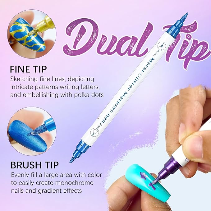 10 Color Nail Art Pens, Double-ended Nail Polish Pens Drawing Painting Point Liner Acrylic Painted Pen Kit, DIY Nails Art Design Manicure Tools Christmas Gifts 2026 Upgrade (2 Set)