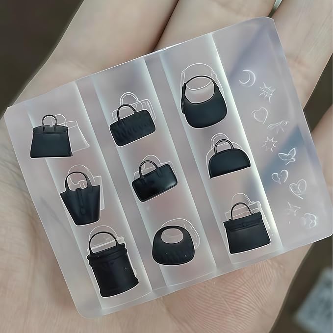 3D Handbag Gel Nail Art Mold Arts Resin Clutch Molds for Accessories Supplies Bags Silicone Tools Nails Style