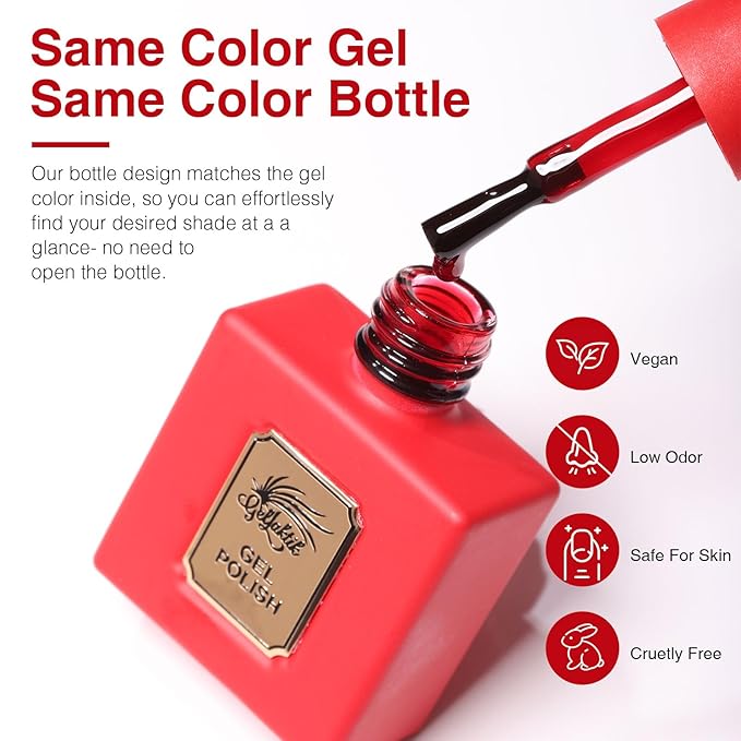 6Pcs 12ml Gel Nail Polish Set with Red White Blue, Gel Polish Kit for Salon DIY at Home, Soak Off LED UV Gel Nail Polish, Gifts for Women Girls