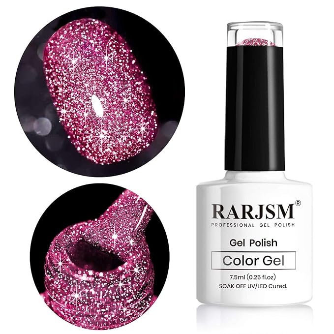 Sparkling Glitter Gel Nail Polish, Red Gel Nailpolish Diamond Gelpolish, Spark Shiny Nail Art, Soak Off U V L E D Nail Gelpolish Starter Manicure Salon DIY at Home RAR87