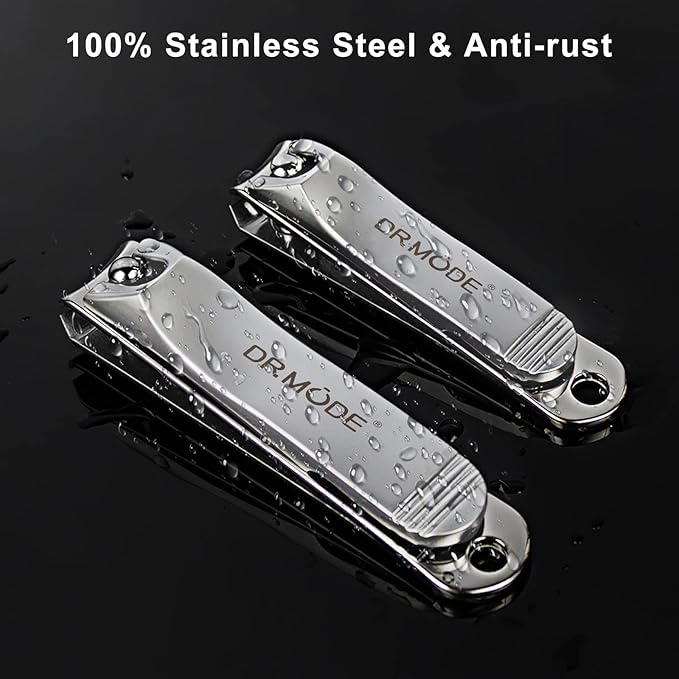 DRMODE Finger Nail Clippers Adult, 2 Pack Large & Small Nail Clippers Set for Men Wome Fingernail Toenail, Stainless Steel Sharp Toenail Clippers Travel Nail Cutter Timmer with Case