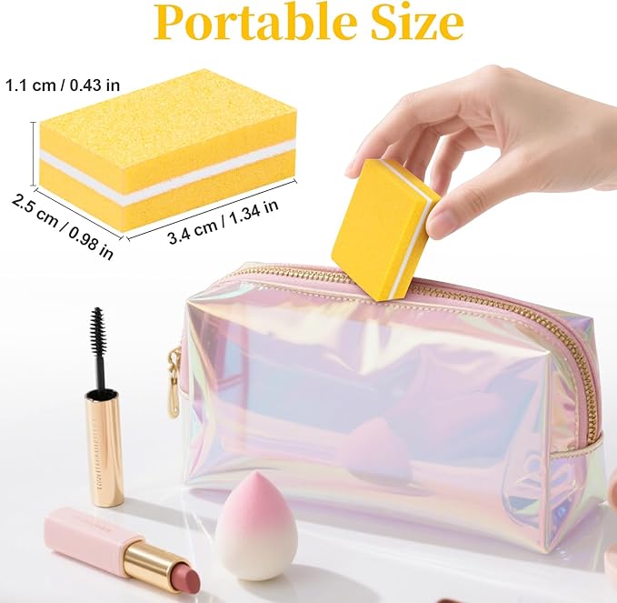 100 Mini Nail Buffers Block - 180/240 Grit Mini Buffing Block Fingernail Files Bulk Dual Grit Nail Files for Acrylic Gel Natural Nails Shaping Smoothing Manicure Pedicure Portable Nail Care Kit