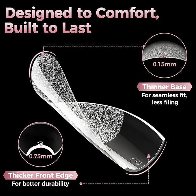 Medium Gel Coffin Nail Tips, 240pcs Soft Gel Pre-Shaped Acrylic Fake Nails, Half Matte Full Cover Clear Press on Flase Nail Tips for Extension Nail Manicure Home DIY 12 Sizes Gelly Tips