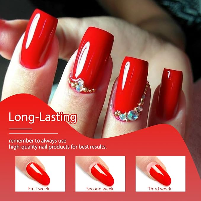 MTSSII White Red Gel Nail Polish Set, 8 Colors Black Bloody Red Shimmer Red Silver Soak Off Gel Polish Kit for Salon and Nail Art DIY at Home