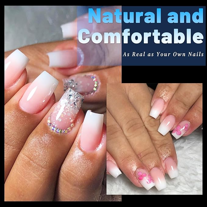 240pc Coffin Gel Nail Tips Short Fake Nails Clear Press on Nails Acrylic Nails Tips, 12 Size XS Full Cover Nail tips Coffin Soft Gel Nail Tips False Nails Extension Artificial Fingernail