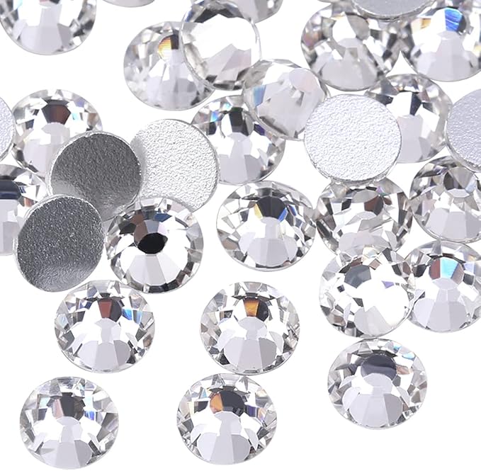 ECYC 1440 Pcs 3mm Flatback Crystal Rhinestones, Silver Nail Art Decoration Rhinestones Glitter Glass Gems Stones for DIY Crafts Nails Clothes Shoes Bags Decoration,Clear