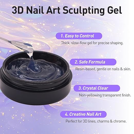 sculpting glue gel kit Nail Art Gels with Dual Pens Brushes & Rhinestone Tray for DIY Nail Design at Home or Salon