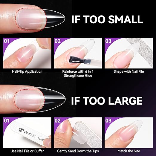 Gelike ec Medium Coffin Nail Tips: Soft Gel Tips Coffin Shaped Full Cover Gel Nails Pre Etched - PMMA Resin Clear False Nails Strong Press on Nails 120PCS 12 Sizes, Medium Coffin