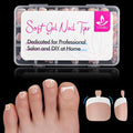 Vansiho 150 pcs Fake Toe Nail Tips Press on, French Tip Soft Gel Toenail Extension, Square Round Toenail Pre-applied Tip Primer & Base Coat, Soft Gel Fake Toe Nails for Home DIY 15 Sizes