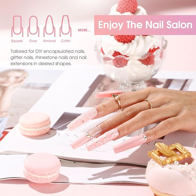 ROSALIND 2 PCS 2oz/60ml Pink Poly Extension Gel Set Bulider Pink Gel for Nail Art, Nail Thickening Poly NailTube Need UV Lamp