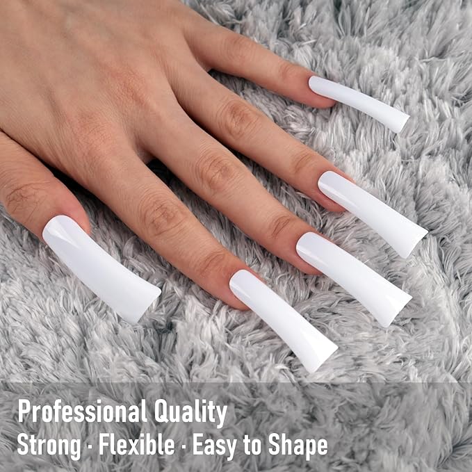 Duck Nail Tips 120Pcs XXL White Duck Feet Nail Tips Extra Long Duck Nails Y2K Press on Nails 12 Sizes Full Cover Acrylic False Nails for Manicure Salon and Home DIY