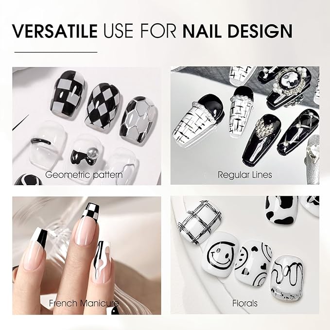 VENALISA Liner Gel Nail Polish 8ML 1 Pcs Black Gel Polish With Thin Brush For French Nail Art Swirls Nail Design Soak Off UV Gel DIY at Home Manicure Salon
