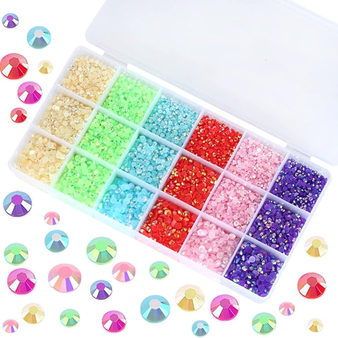 22380pcs Resin Rhinestones Set 3/4/6mm Flatback Stones Glitter Crystal Bulk for Garment Nail Art Decorations Resin Flatback Rhinestones Kit for Nail Crafts Tumbler Round Shape(GG)