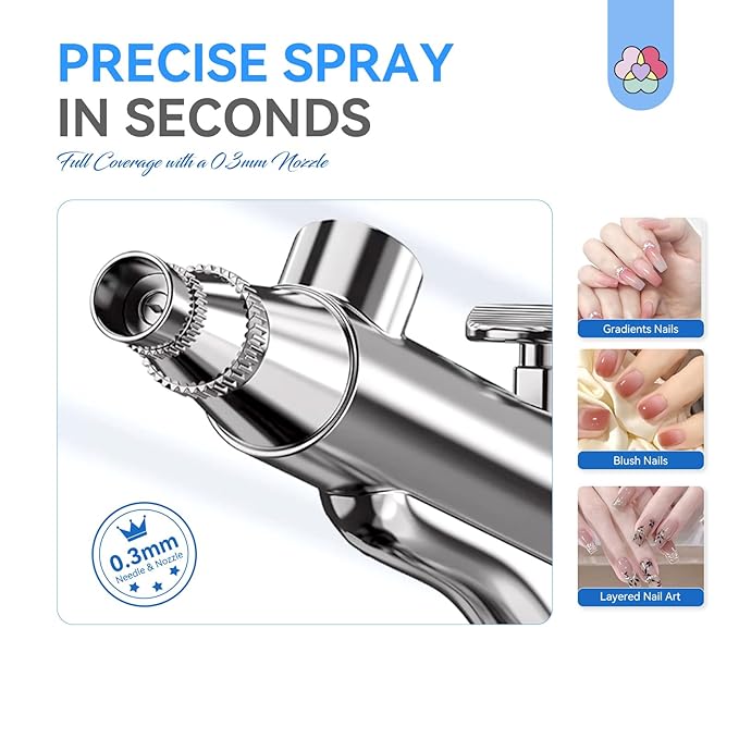 SAVILAND 25 PSI Airbrush Kit: Rechargeable Nail Airbrush Machine 3 High-Pressure Modes Cordless Airbrush for Nails with Compressor 0.3 mm Nano Nozzle Airbrush Paint for Nails Art with Cleaning Tools