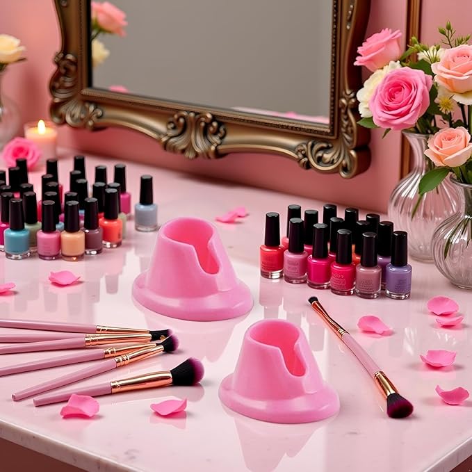 3Pcs Pink Premium Soft Rubber Nail Polish Bottle Holder Display Nail Art Varnish Polish Seat Tool Pink Anti-spill Bottle Stand Manicure Display Tools Nail Art Supplies for Nail Organizer Display
