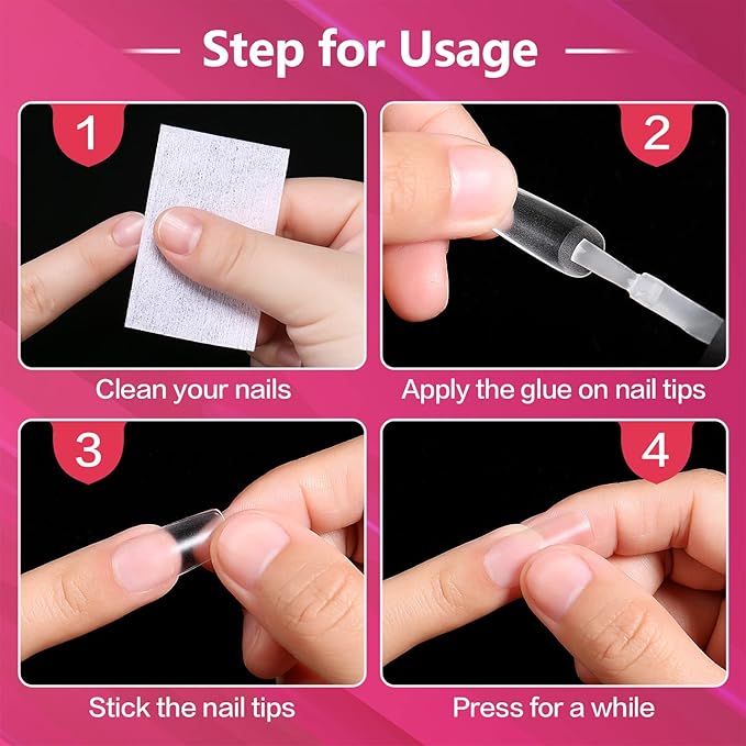 AIMEILI Square Fake False Nail Tips 432PCS Full Cover Nail Tips for Soak Off Nail Extension, Acrylic False Press on Nails with Box for Nail Art Salon and Home DIY, 10 Sizes