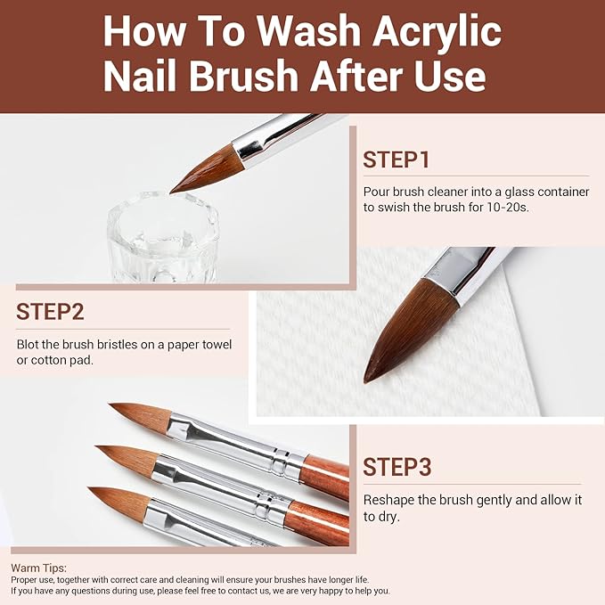 Modelones Kolinsky Sable Acrylic Nail Art Brush Red Wood Pen Nail Brushes for Extension 3D Carving Designs Professional Manicure Tool (10#)