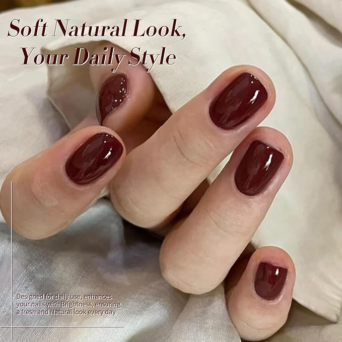 Born Pretty Fall Winter Gel Nail Polish Burgundy Wine Red Caramel Brown Coffee Autumn Gel Polish Set Gel Nail Kit Nail Art Manicure Collection 6PCS 7ML