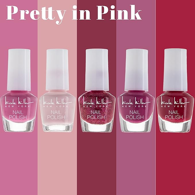 Nicole Miller Mini Nail Polish Set – Glossy, Vibrant Colors for Fingernails & Toenails, Floral Collection