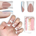 NOVO OVO Short Duck Nail Tips French Tip Press On BROWN PINK, Pre-designed Soft Gel Nail Extension, Need Buider Gel Top Coat, No Glue included, Full Cover Acrylic False Nails for DIY x 12 Sizes 240 pc