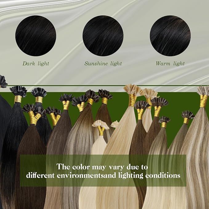 RUNATURE 24 Inch U Tip Human Hair Extensions Pre Bonded Straight Nail Tips Hair Extensions Silky Human Hair U Tip Extensions Remy Hair #1B/6/27 Ombre Black to Brown Mix Caramel Blonde 50g 50s